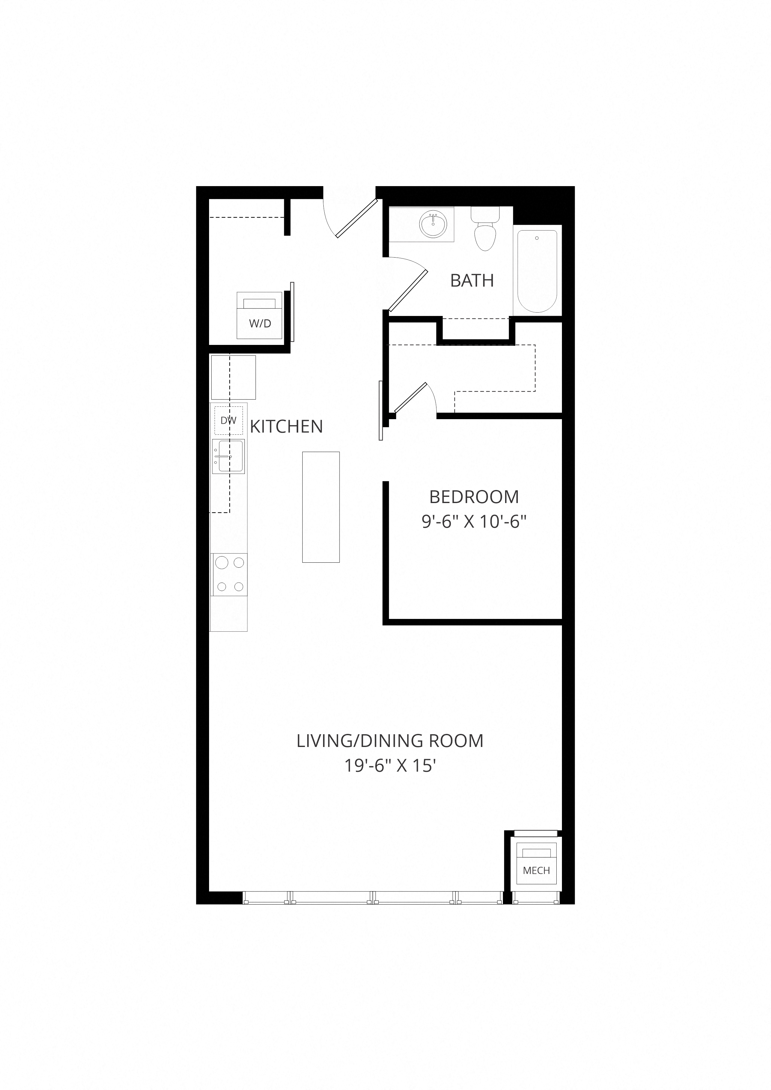One Bedroom C - 3021 Holmes floor plan